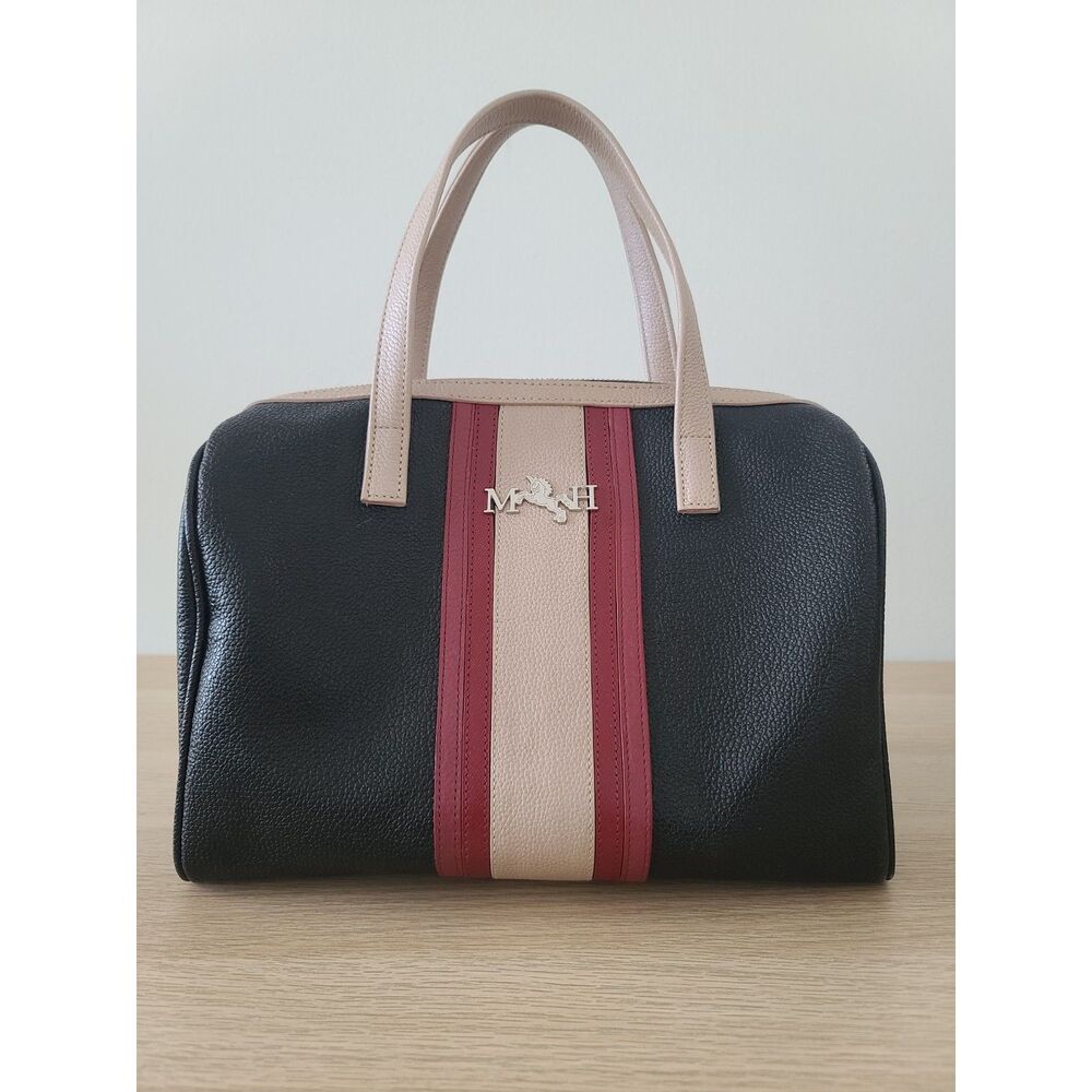 Mario Hernandez Leather Satchel Bag Designer Handbag Black Burgundy Pink